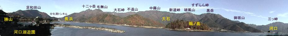河口湖遊園横の湖道から撮影