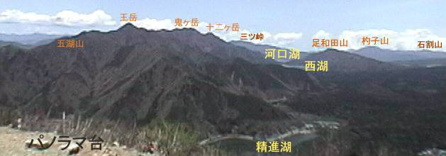 精進湖から御坂山塊を望む